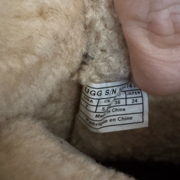 UGG Caspia Winter Boots Womens 7 Leather Sheepskin Lace Pull On Tan Brown - Picture 9 of 10